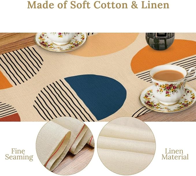 Abstract Mid Century Table Runner Sun Geometric Arch Minimalisted Modern Trendy - Image 5
