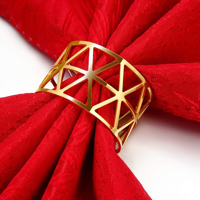Patelai 12 Pieces Napkin Rings Hollow Out Napkin Holders Xmas Napkin Buckle - Image 2
