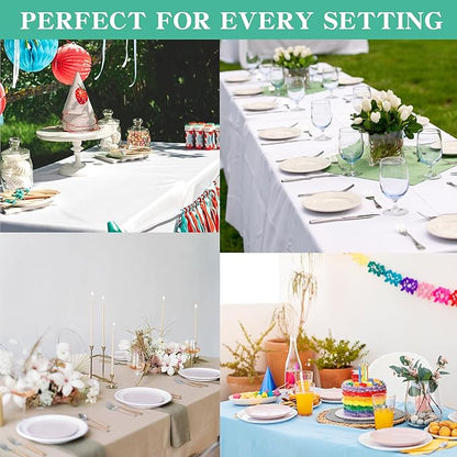 8FT Table Cloth for Rectangular Fitted Events Stretch Pink Table Covers Washable Spandex Tablecloth Protector for Party, Wedding, Cocktail, Banquet, Festival