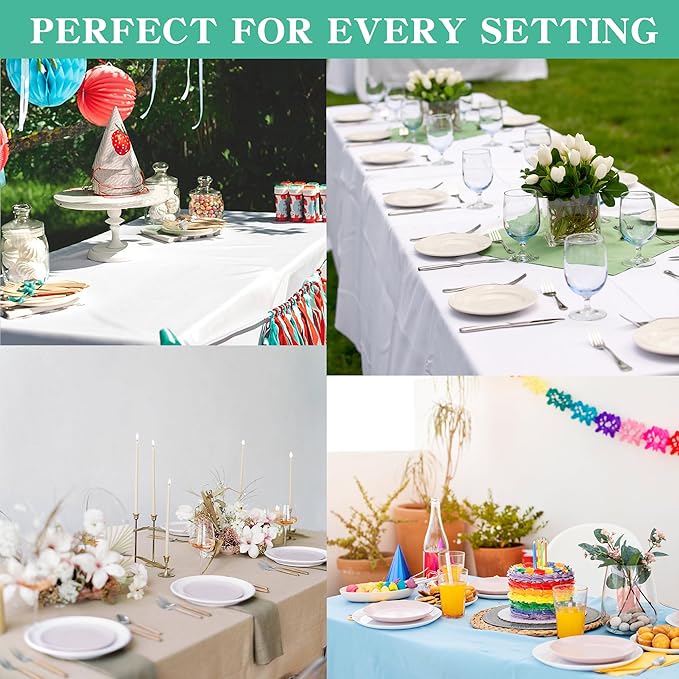2Pack 6FT Table Cloth for Rectangular Fitted Events Stretch Navy Blue Table Covers Washable Spandex Tablecloth Protector for Party, Wedding, Cocktail, Banquet, Festival