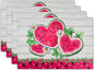 Watermelon Placemat for Table Dining Set of 4，Tropical Fruit Heat Resistant Washable Table Mats,White Daisy Table Dining Mat for Seasonal Party Kitchen Decor