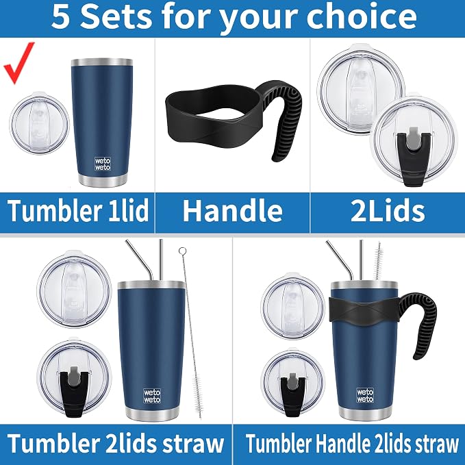 WETOWETO 20oz Insulated Stainless Steel Tumbler, Double Wall Vacuum Leak-proof - Image 2