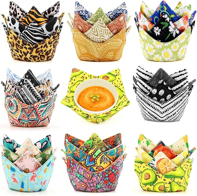 Cotton Microwavable Bowl Cozy, Microwave-Safe Hot Bowl Holders, Soup Bowl Cozy by ROGITU