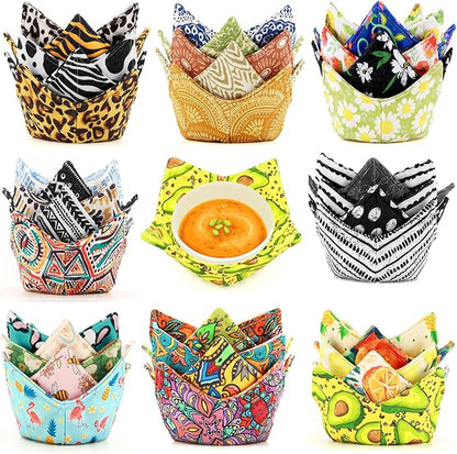 Cotton Microwavable Bowl Cozy, Microwave-Safe Hot Bowl Holders, Soup Bowl Cozy by ROGITU