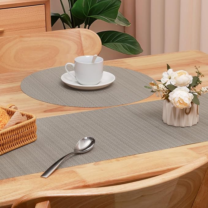 Table Runner 55 Inches Long, Vinyl Woven Heatproof Table Runners | Washable - Image 4