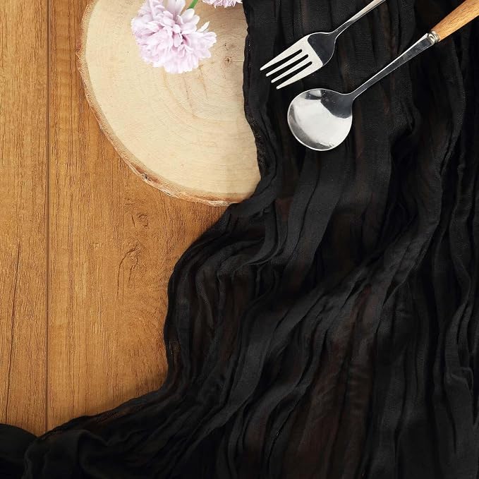 Efavormart 10ft Black Gauze Table Runner - Image 9