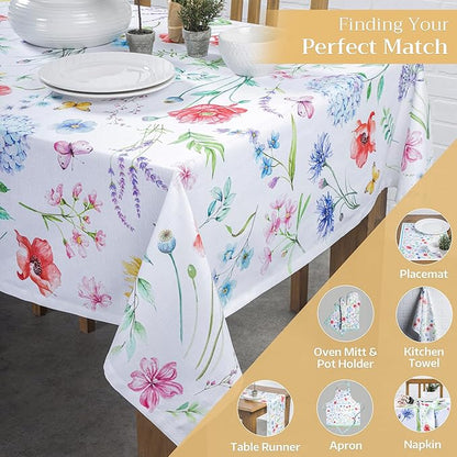 Maison d' Hermine Table Cloth Rectangle Table 100% Cotton 54 x 72 Inches Tablecloth Reusable Decorative for Dining Room Farmhouse Home Valentines Day Decorations Spring Summer - Just Floral