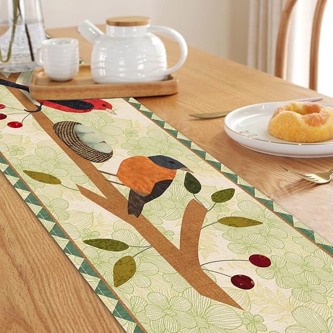 Seliem Summer Birds Tree Branches Table Runner, Cardinal Home Kitchen | Dining - Image 6