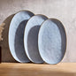 famiware Serving Platter, Oval 15.59/14.3/12.9inch Serving Dishes for Entertaining, Serving Bowls, Reactive Glaze, Stoneware Serving Trays for Party, Food, Turkey, Cheese, Ocean Series, Blue