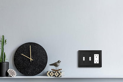 Henne Bery Sunken Pearls Heavy Duty Decorative Wall Plate Switch Plate Outlet Cover (Double Toggle/Single Decorator, Matte Black)