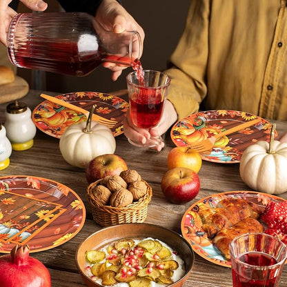96 Pieces Thanksgiving Pumpkin Tableware Set Party Supplies - Image 5