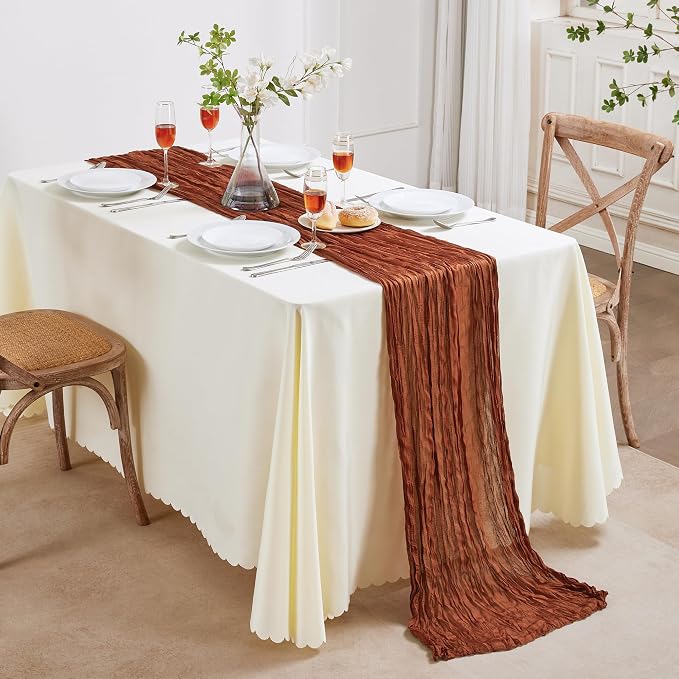 AGIRL 12 Pack Terracotta Cheesecloth Table Runner 10FT Fall Boho Home Decor | - Image 7