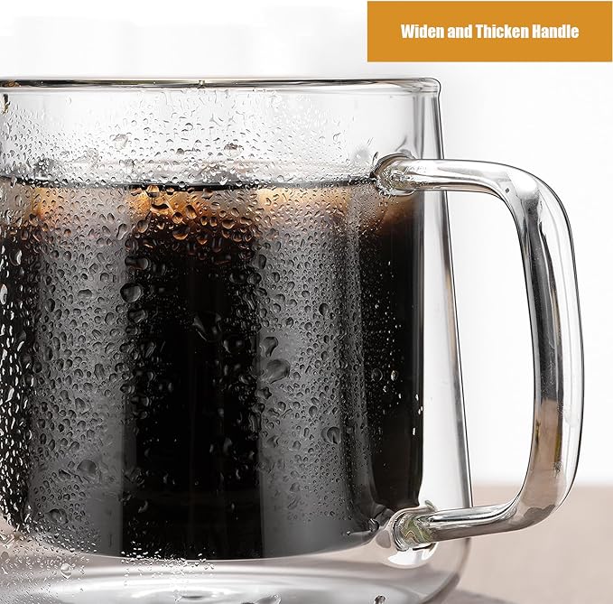 Extra Large Thicken Double Wall Glasses Coffee Mugs Tea Cups set of 2, 24OZ - Image 4