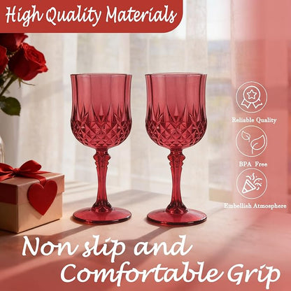 24Pack Plastic Wine Glasses, 7oz Vintage Goblets - Image 3