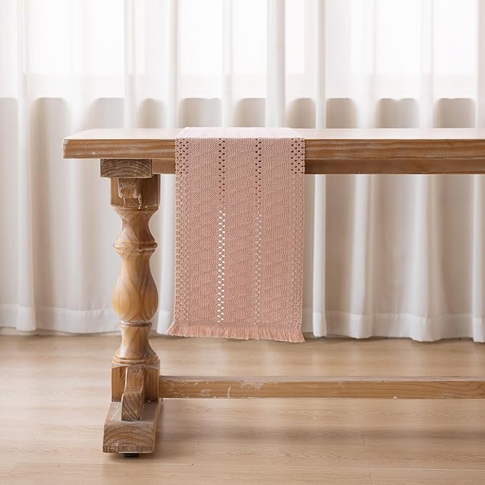 Keketoarrange Boho Macrame Table Runner 12x72 Inch | Woven Burlap Rustic Runner - Image 5