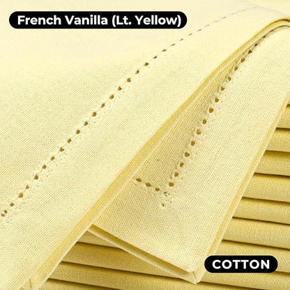 Bedding Craft Cotton Cloth Dinner Napkins Set of 12 – 18x18 French Vanilla Hemstitched – Machine Washable Fabric Napkins for Thanksgiving, Christmas, Weddings & Everyday Dining