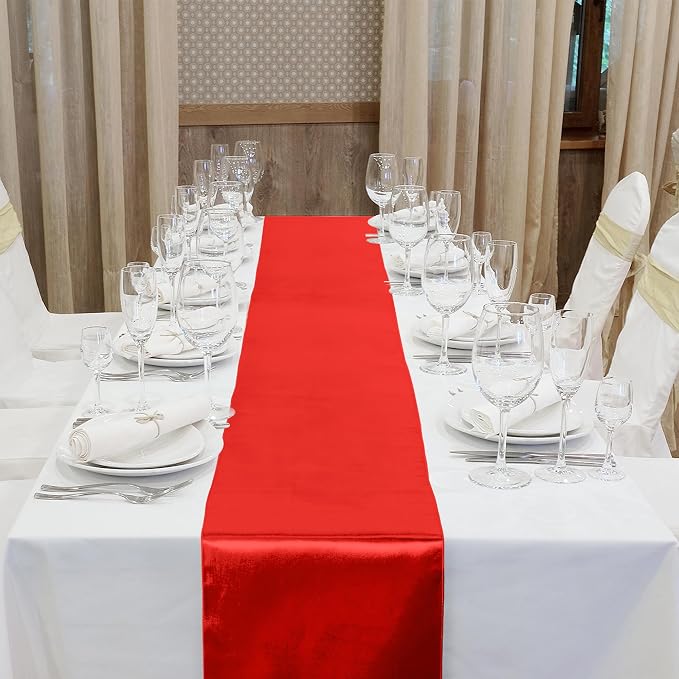 Aneco 16 Pack Christmas Satin Table Runner 12 x 108 Inch Xmas Red - Image 4