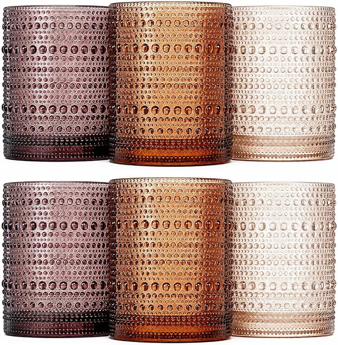 Venus Amber Brown Hobnail Highball Glasses Vintage Tumblers Set of 6 11 oz | by Khen