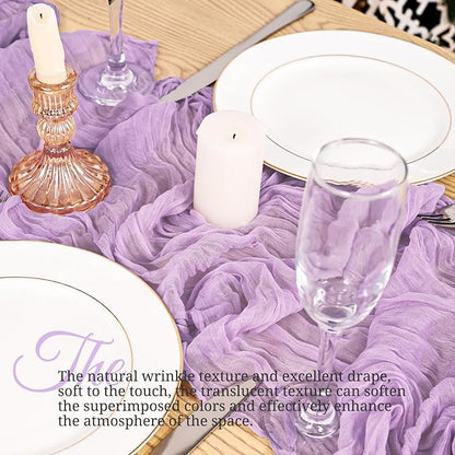 4 Pack Lavender Table Runner 17 x 108inch Cheesecloth Table Runner Boho Gauze - Image 4