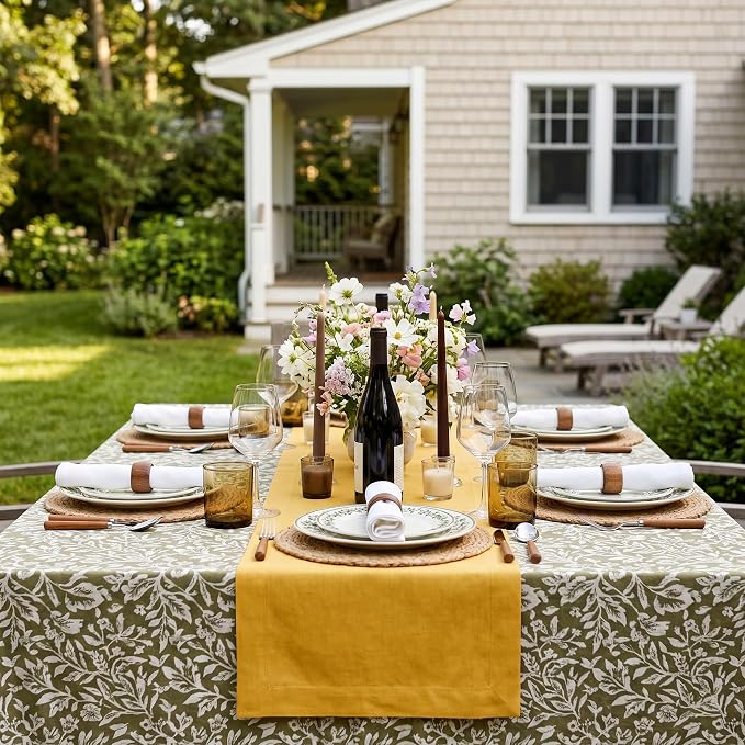 Solino Home 100% Pure Linen Table Runner Mustard Yellow, Fete 14 x 72 in | - Image 2
