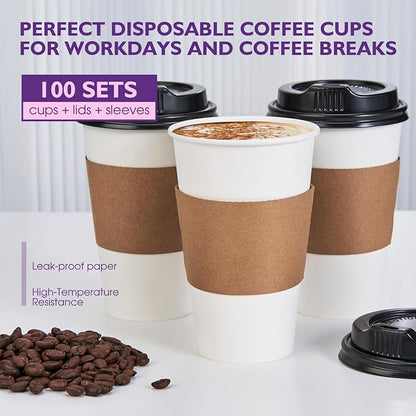 16 oz 100 Pack Disposable Coffee Cups - Image 5