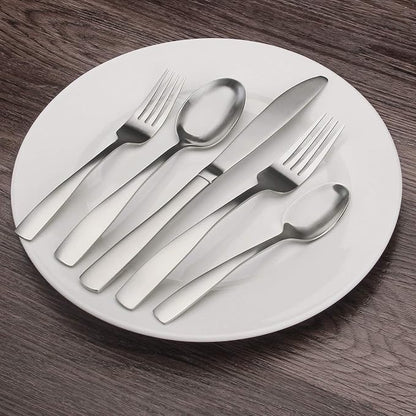 Matte Silverware Set, Bysta 20-Piece Stainless Steel Flatware Set, Kitchen - Image 6