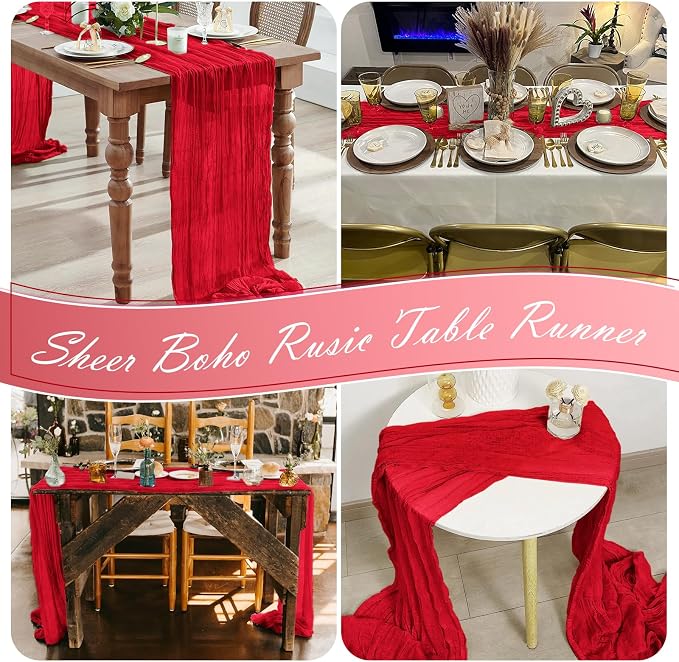 30 Pack Red Cheesecloth Table Runner 17 x 108 inch Cheese Cloth Table Runners - Image 7
