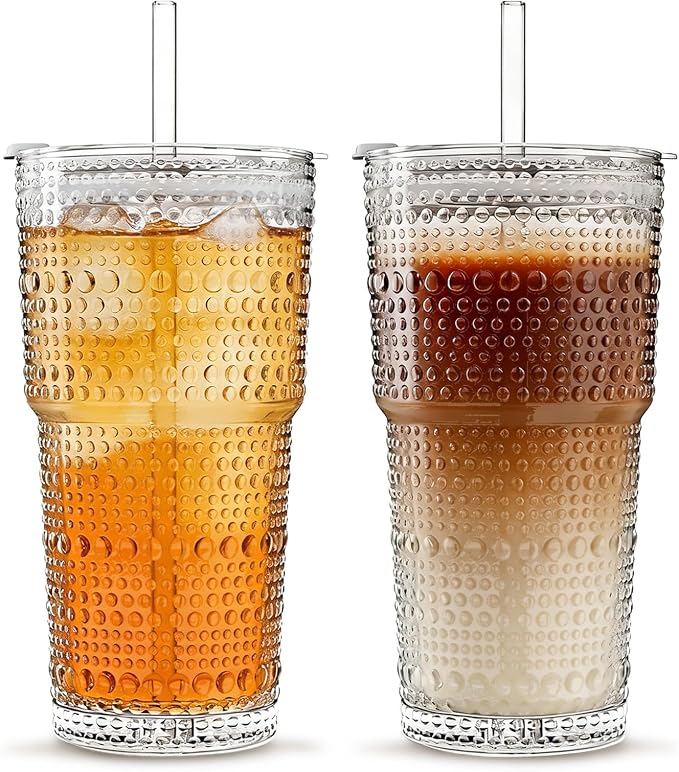 INSETLAN 20 oz Hobnail Glass Cups by INSETLAN