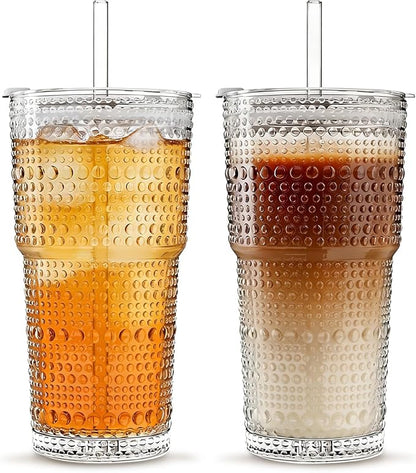 INSETLAN 20 oz Hobnail Glass Cups by INSETLAN