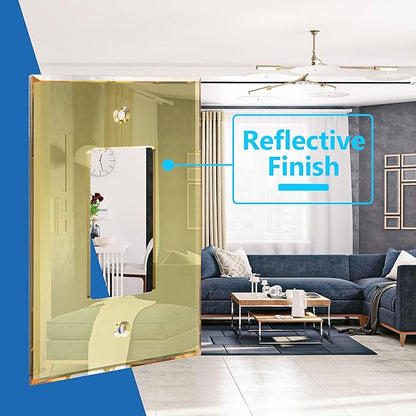 LIDER Reflective Acrylic Decorator Wall Plate, Mirrored Light Switch Plate, Plexiglass Outlet Cover, Acrylic Glass, Oversized 1-Gang 5.25" x 3.44", LWP-31O-AGD5P, Gold, 5 Pack