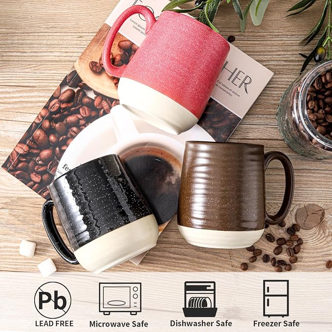 Hasense Ceramic Coffee Mugs Set of 6, 15 oz Large Porcelain Mugs - Image 5