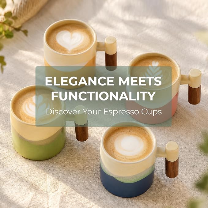 2.5oz Ceramic Espresso Cups, Earthy Colors | Porcelain Espresso Shot Cups Set - Image 7
