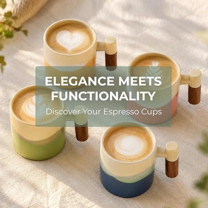 2.5oz Ceramic Espresso Cups, Earthy Colors | Porcelain Espresso Shot Cups Set - Image 7