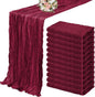 YMHPRIDE 12 Pack Cheesecloth Table Runner 35x120in Burgundy Table Runner | Boho by YMHPRIDE