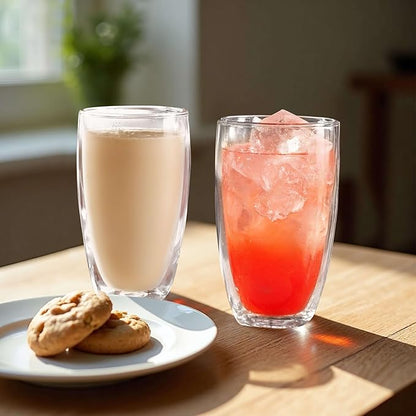 MESNEY 17oz Double Walled Glass Coffee Mugs, Insulated Clear Cappuccino Latte - Image 4