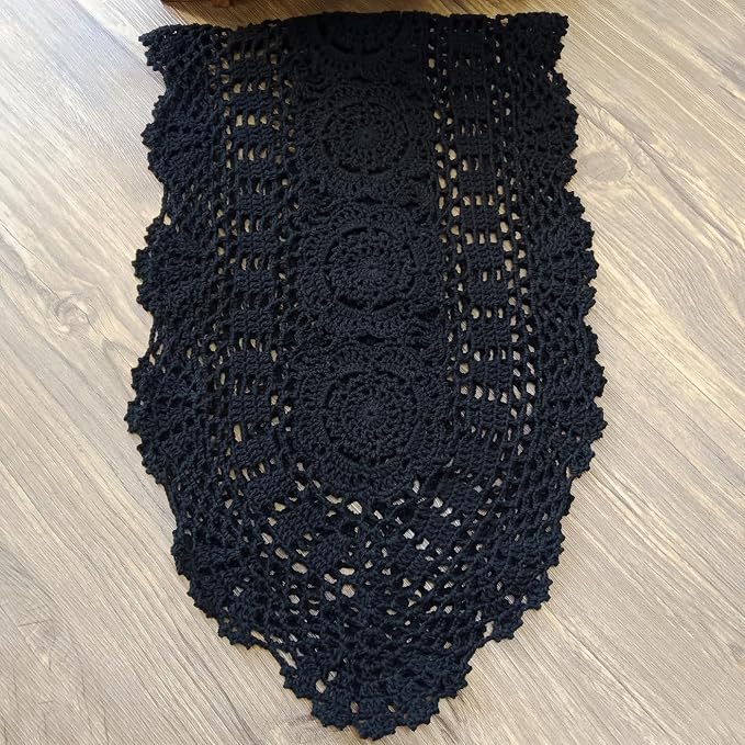 Phantomon Oval Lace Table Runner Doilies Floral Table Scarf Furniture Cloth - Image 3