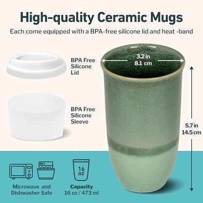 NOVA CERAMICS Coffee Travel Mug – Reusable Coffee – Microwave & Dishwasher Safe - Image 3