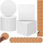 Zopeal 48 Pcs Ceramic Tiles for Crafts Coasters Include Unglazed White Ceramic Tiles with Cork Backing Pads Use with Alcohol Ink Acrylic Pouring for DIY Project Gift (Square)