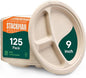 100% Compostable, 3 Compartment, Disposable Paper Plates by StackMan