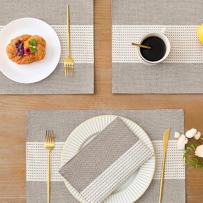 Wracra Linen Placemats Set of 6, Macrame Place Mats - Image 6