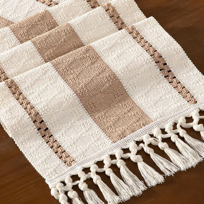 DeZerlor Boho Macrame Table Runner Spring Easter Farmhouse Woven Small Table - Image 2