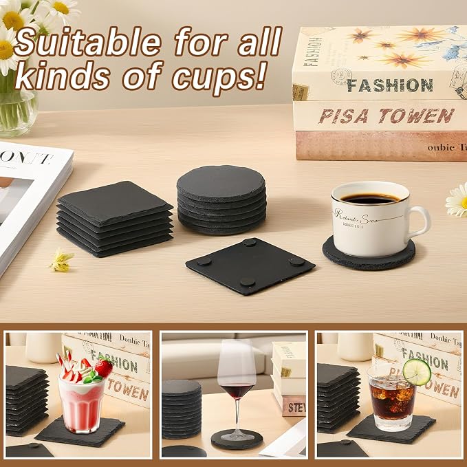 24pcs Slate Coasters, Hand Painted DIY, Scratch Resistant Bottom - Image 4