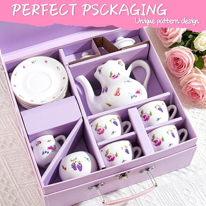 TUZT Tea Party Set for Little Girls Ages 3-8, Princess Tea Time Toy Includes - Image 8
