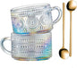 Gezzeny Vintage Glass Coffee Mugs 14 Oz Set of 2 Iridescent Embossed, Tea Cups by Gezzeny