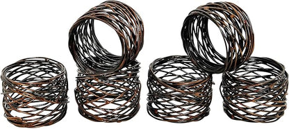 ALPHA Living HOME Napkin Rings Set 12 of Premium 100% Metal, Rust-Resistant Tabletop Décor - Napkin Holders for Family Dinner, Wedding, Party, Decorations, Banquet, Party, Easter - Bronze