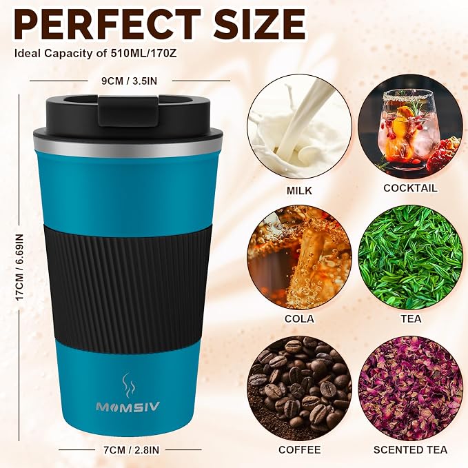 MOMSIV 17oz Travel Coffee Mug, Insulated Coffee Cup - Image 2