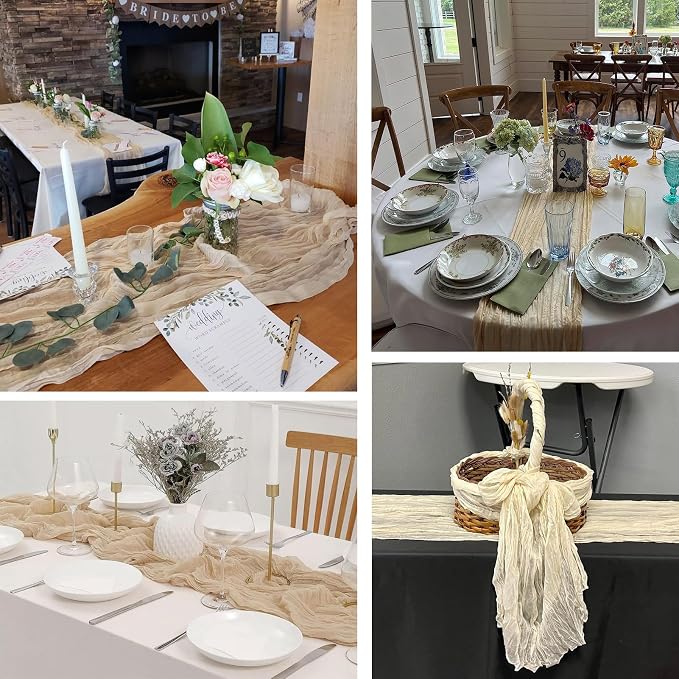 8 Pack Ivory Cheesecloth Table Runner 20 x 120 inch Gauze Table Runners 10 FT - Image 5