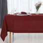 D'Moksha Homes Dark Red Linen Tablecloth 60 x 120 Inch - 100% Pure Linen Hemstitch Tablecloth for Rectangle Tables - Classic Hemstitch, Machine Washable Table Cloth for Valentines, Spring