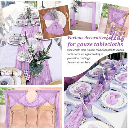 Pesonlook Cheesecloth Table Runner Light Purple, 10 Pack 17.7x108 inch - Image 7