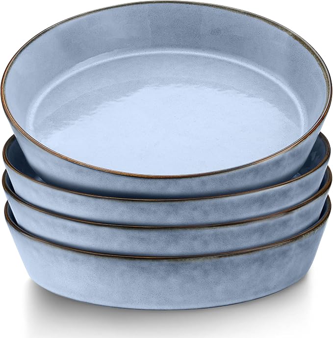 LIANYU Stoneware Pasta Bowls, 34oz Large Salad Plate Bowls Set of 4 | 8.7’’ by LIANYU